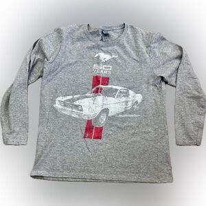 Mustang Car Graphic Gildan Gray Long Sleeve Kids Tee 90% Cotton Boys Girls